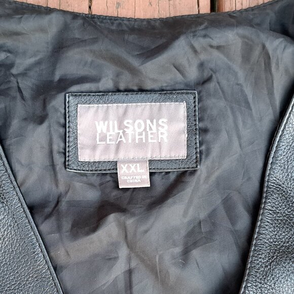 %Wilsons Leather Vest Size 2XL Motorcycle Biker Embossed Eagle Laced Sides Mens - Picture 4 of 6